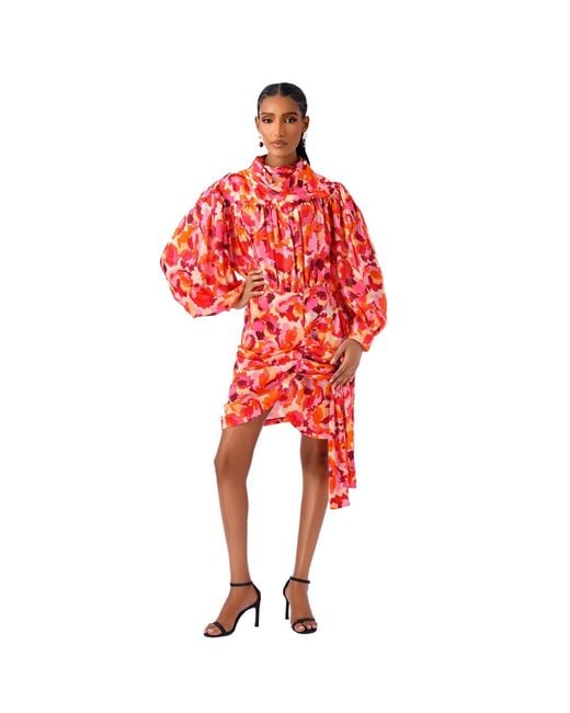 Freak Vault Red Solaris Draped Mini Dress