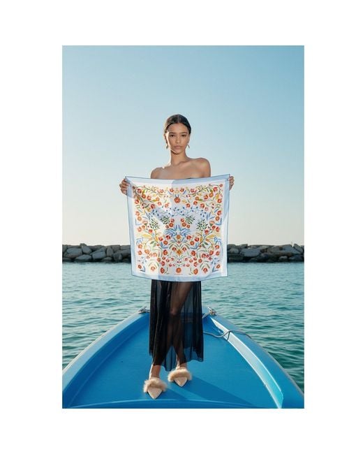 Jessie Zhao New York Multicolor Porcelain Jardin Double Sided Silk Scarf