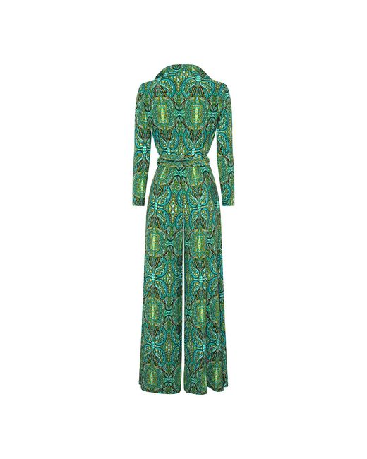 Beatrice von Tresckow Green Sage Paisley Wide Leg Jumpsuit