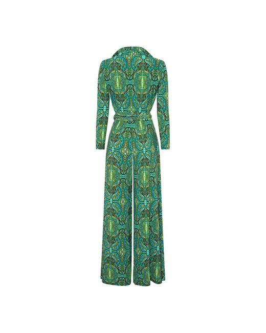 Beatrice von Tresckow Green Sage Paisley Wide Leg Jumpsuit