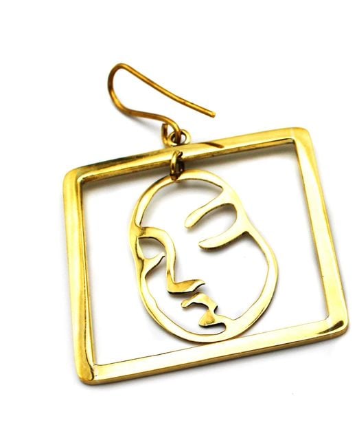 Lala Salama Metallic Square Open Face Earrings