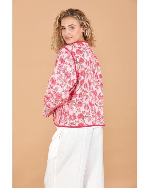 Inara Pink Cherry Blossom Reversible Quilted Cotton Jacket