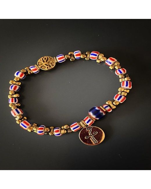 Ebru Jewelry Metallic African Beaded Heal Charm Bracelet