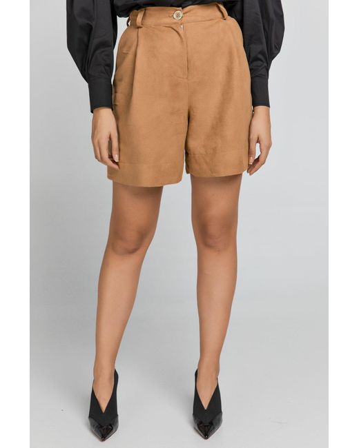 Conquista Natural Taupe Faux Leather Bermuda Shorts