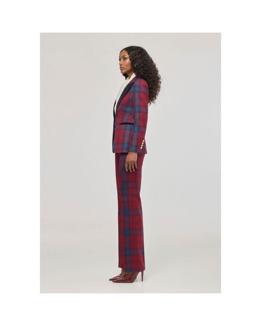 The Extreme Collection Red Checked Blazer With Velvet Lapel Douglas