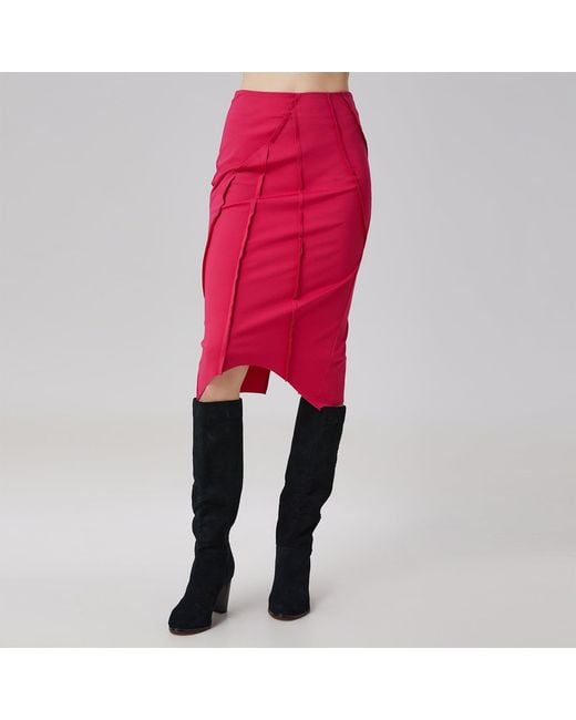 Smart and Joy Pink Asymmetric Structural Lines Skirt
