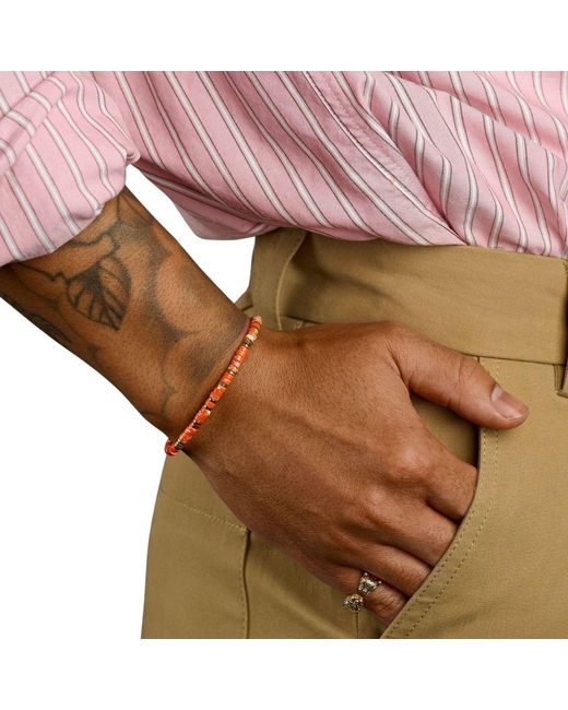 Nialaya Red Jasper Heishi Bracelet for men