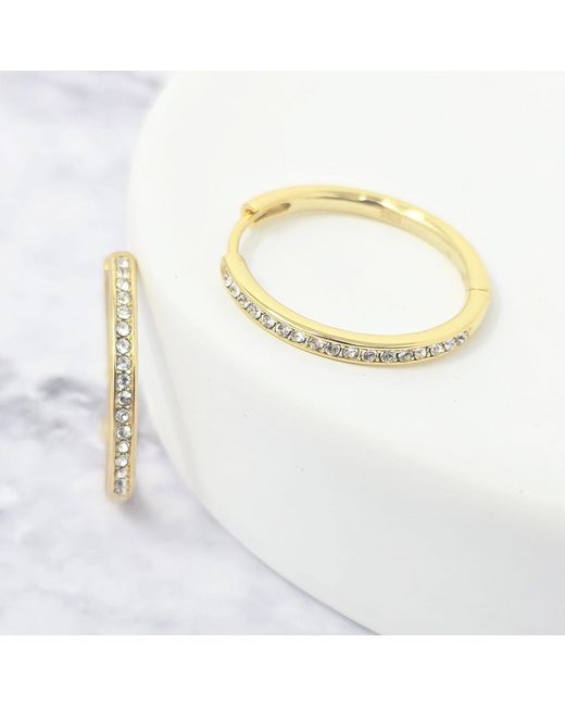 Harfi Metallic Round Plated Hoop Earrings With Certified Austrian Crystals