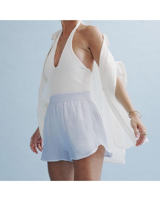 The Summer Edit Blue Darcy Linen Short
