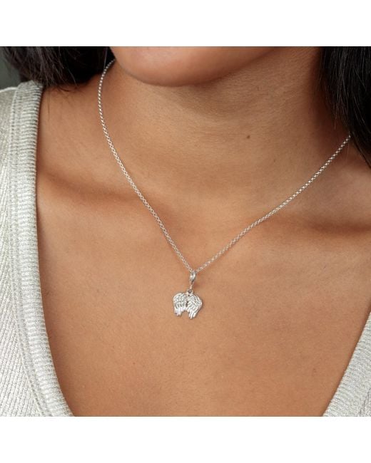 Lily Charmed Metallic Sterling Angel Wings Charm Necklace