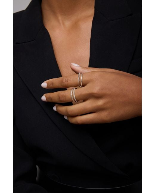 Vanhi White Molten Crystal Double Band Ring