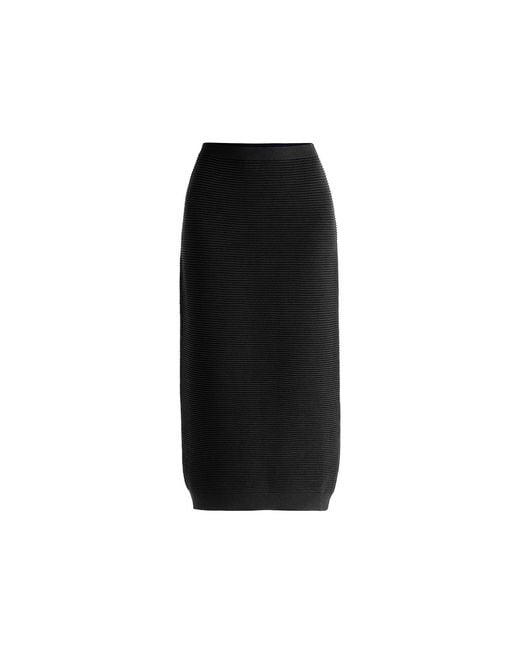 Paisie Black Ribbed Midi Skirt