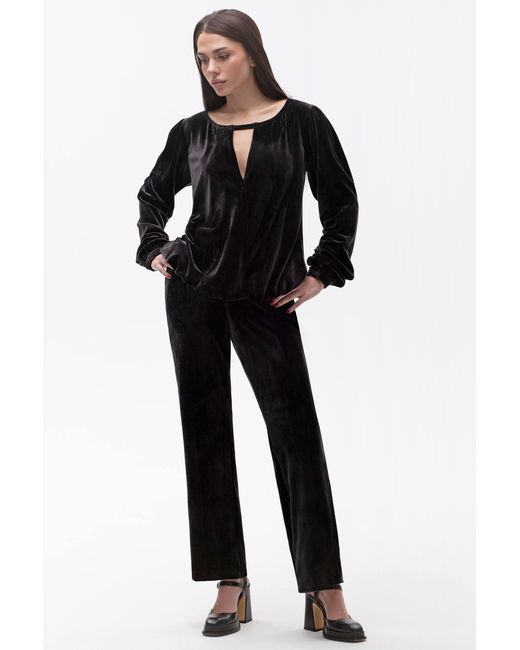 Maison Bogomil Black Plush Surplice Blouse