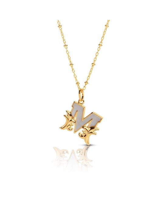Kasun Metallic Plated M Initial Necklace With Mother Of Pearl