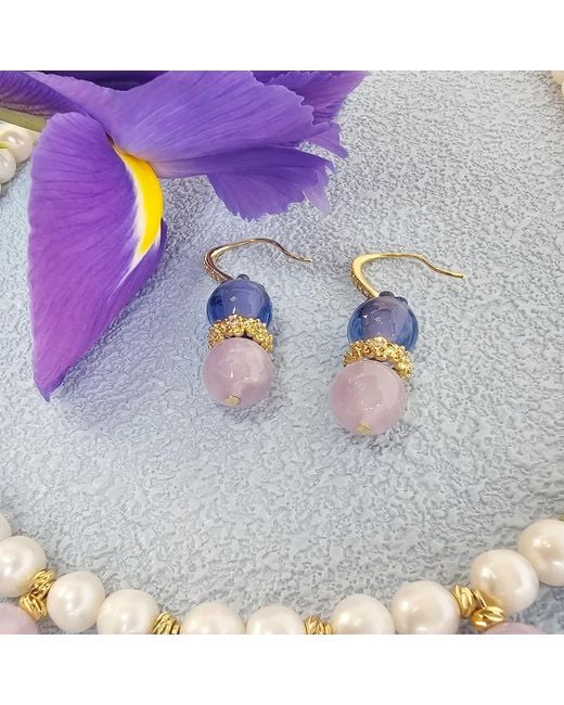 Farra Blue Amethyst With Berry Dangle Earrings