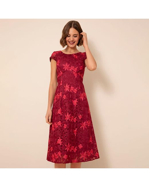 Alie Street London Red Charlotte Lace Dress Azalea