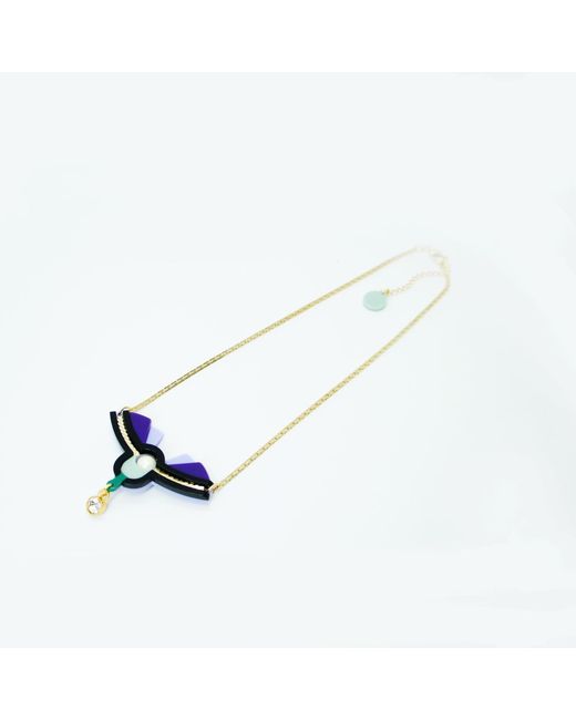 Gissa Bicalho White Acrylic Handmade Necklace Alamanda Aubergine