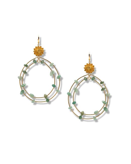 Jaredjamin Metallic Lotus Dream Aventurine Chandelier Earrings