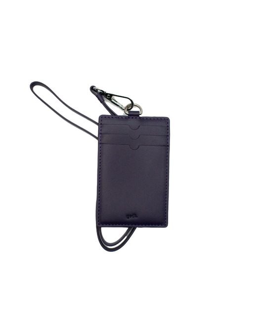godi. Blue Handmade Leather Strap Lanyard Cardholder