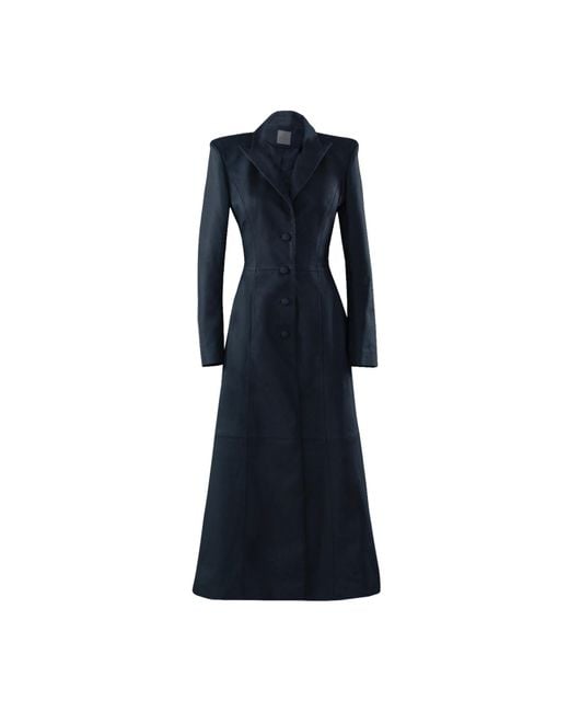 Vestiaire d'un Oiseau Libre Blue Leather Maxi Coat