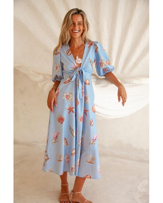 Palm Collective Blue Corsica Shell Maxi Dress