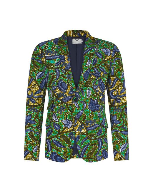 Ohema Ohene Green Cotton African Print Blazer – Floral for men