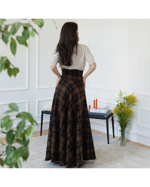 Nikka Place Black Long Wool Skirt With High Waist And Pockets