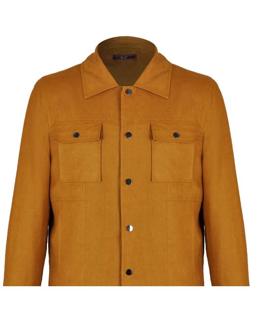 DAVID WEJ Brown Hugo Linen Trucker Jacket for men