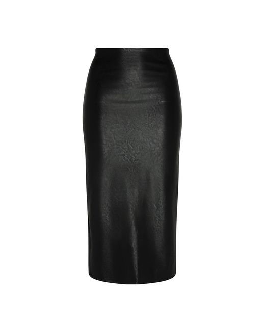 Commando Black Faux Leather Control Smoothing Midi Skirt, Sk06