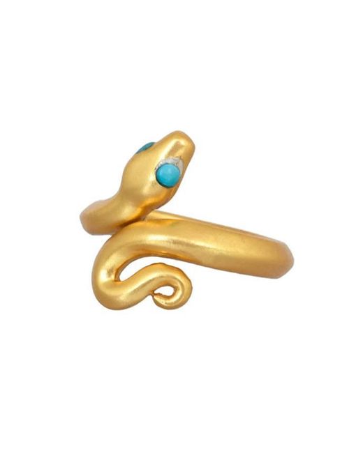 Opium Jewels Metallic Snake Ring With Eye Stones