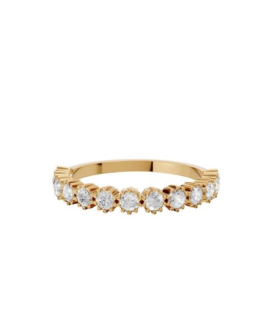 Aya Fine Jewelry Metallic 0.59 Ctw Round Brilliant Diamond Half Eternity Wedding Band