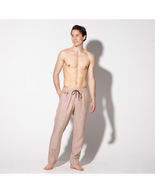 Maison Tangerine Pink Neutrals Beach Neutral Linen Long Pants For