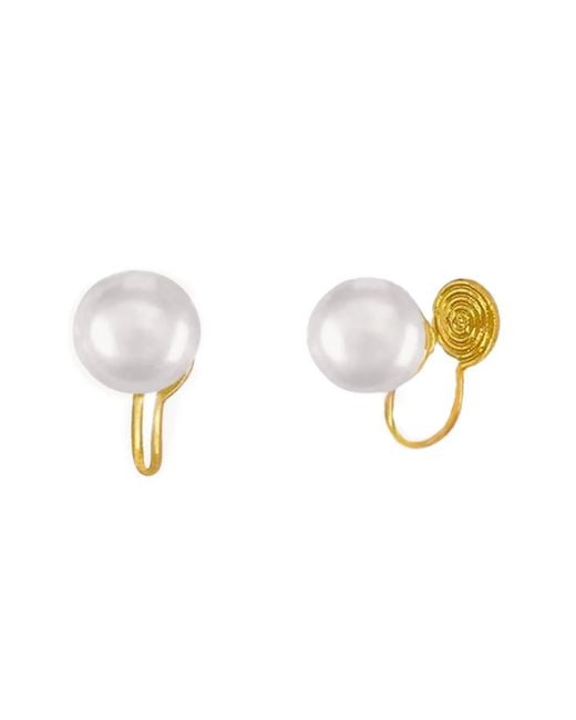 Ninemoo Metallic Lunar Pearl Clips Earrings