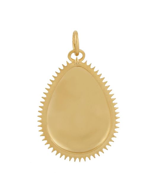 Artisan Metallic 14k Gold Pave Diamond Designer Enamel Charm Pendant Handmade Jewelry