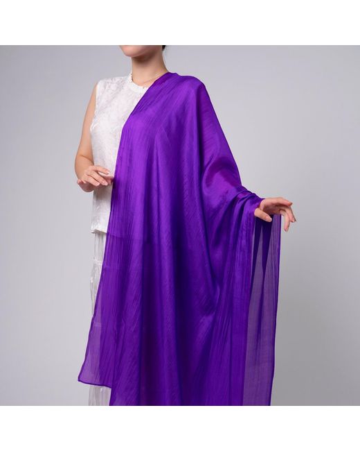 Silk and Bears Purple Royal Silk Scarf – Hand-Dyed Mulberry Silk, Eid & Evening Wrap