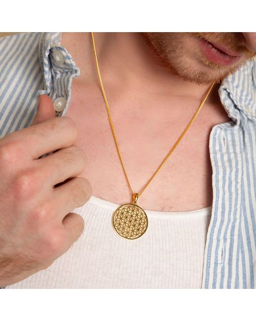 Seven Saints Metallic Flower Of Life Necklace, Rhodium, All Gender for men