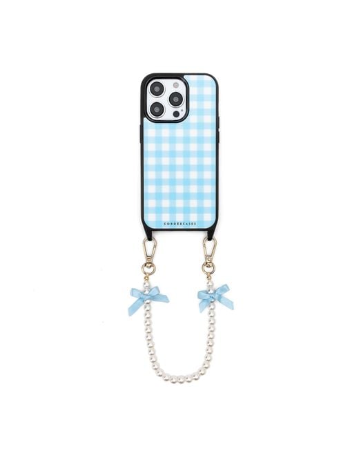 Cordée Cases Blue Gingham Darling Phone Wristlet Set Powder Magsafe