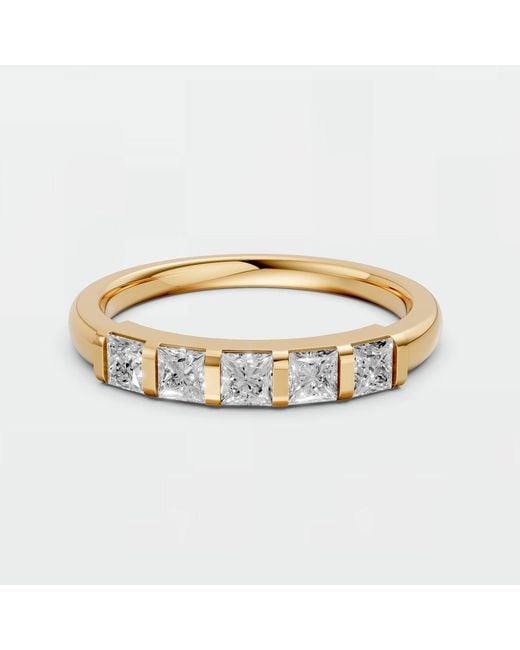 Aya Fine Jewelry Metallic Elegant Princess Cut Lab Grown Diamond Band Ring