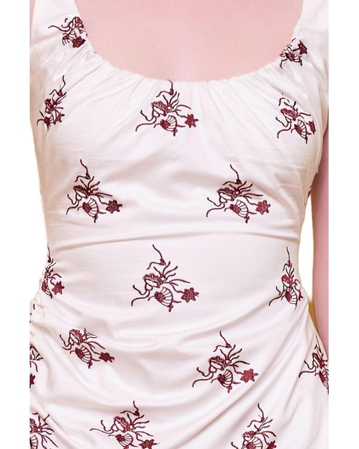 Pcfg White The Broderie Anglaise Edit Asymmetric Embroidered Mini Dress