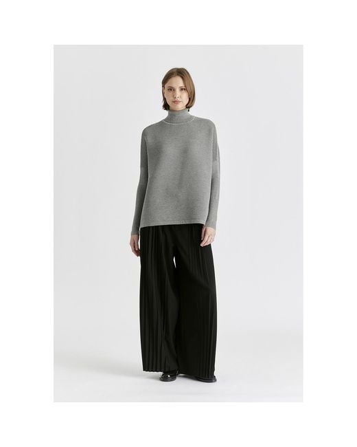 Paisie Gray Turtleneck Ribbed Jumper