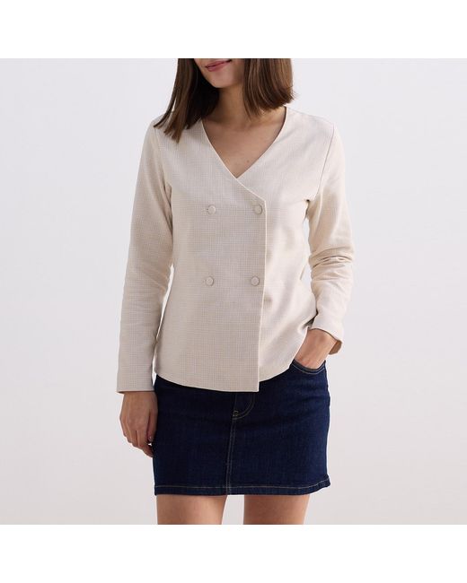 REISTOR White Fitted Cotton Tweed Jacket