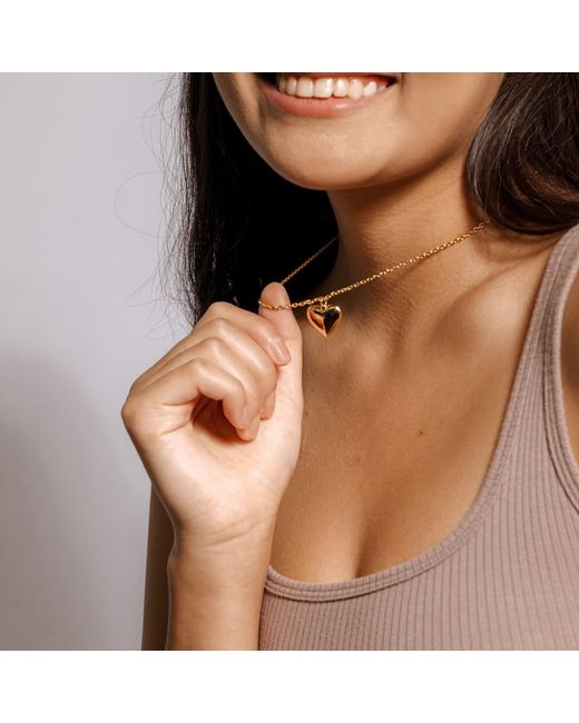 Cloud Haven Metallic Devoted Puff Heart Necklace