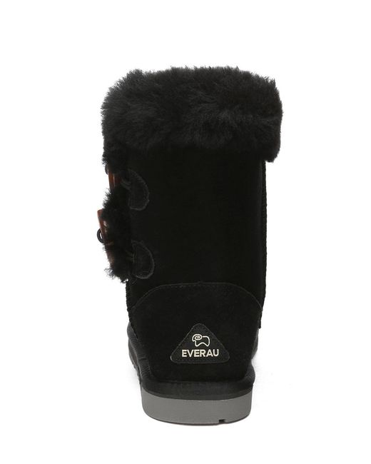 EverAu Australia Black Stork Horn Toggle Button Short Boots