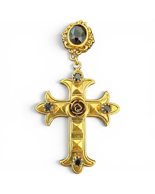 Vstyle Metallic Sacred Rose Cross Earrings