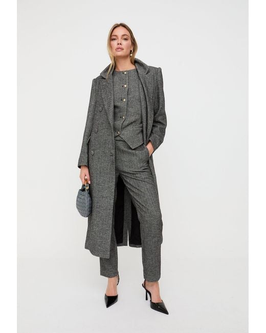 Lily and Lionel Gray Pandora Tapered Herringbone Print Trouser
