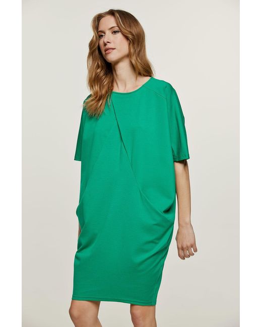 Conquista Green Punto Di Roma Batwing Dress