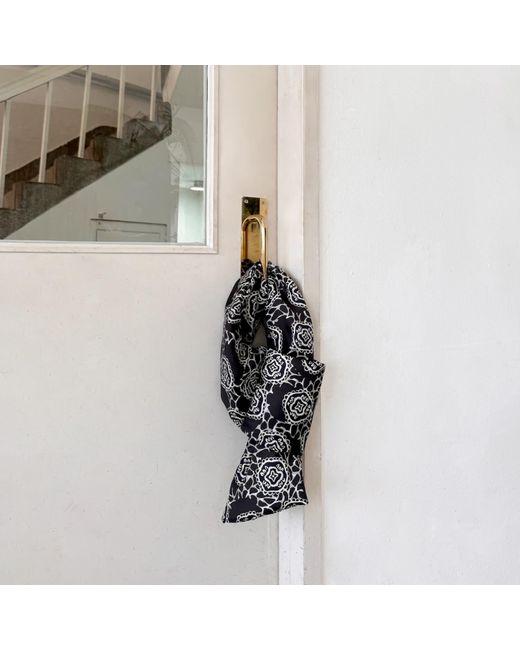 Maraethra Black Lace Print Padded Silk Scarf