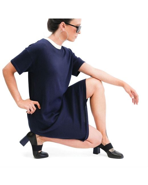 Zenzee Blue Silk Cashmere Tee Shirt Dress