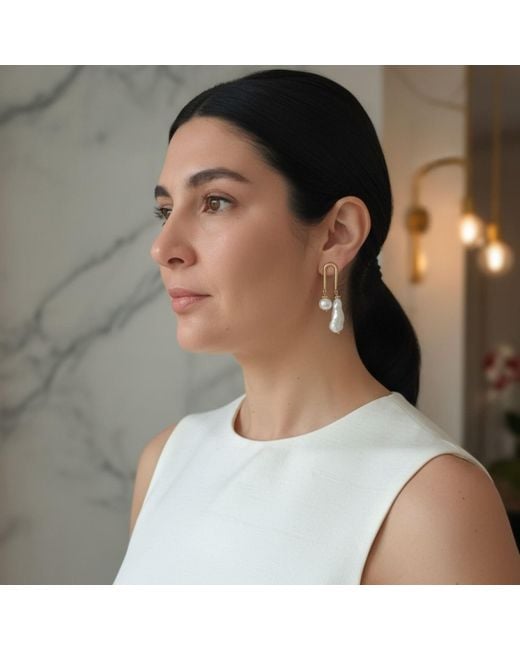 Way to Chic White Unique Pearl Earrings