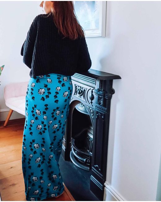 Sophie Cameron Davies Blue Floral Maxi Jersey Skirt